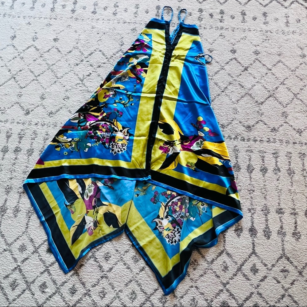New Satin Scarf Floral Dress